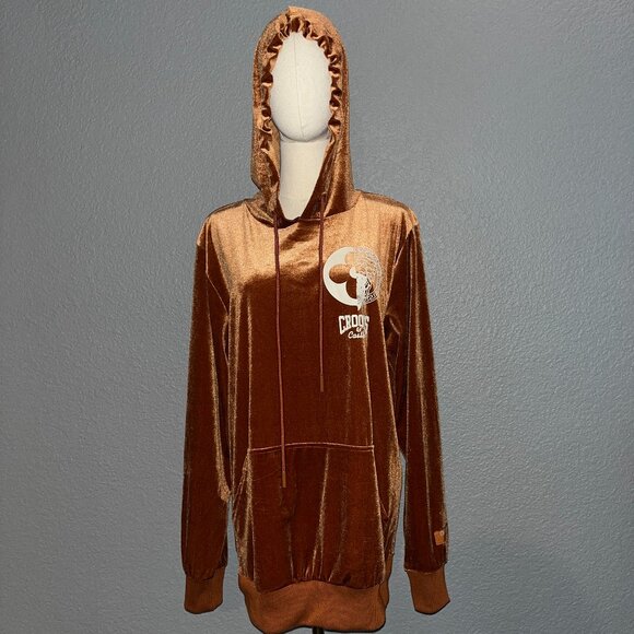 CROOKS & CASTLES RUST VELVET MEDUSA LIMITED EDITION PREMIUM PULLOVER HOODIE - Picture 1 of 9